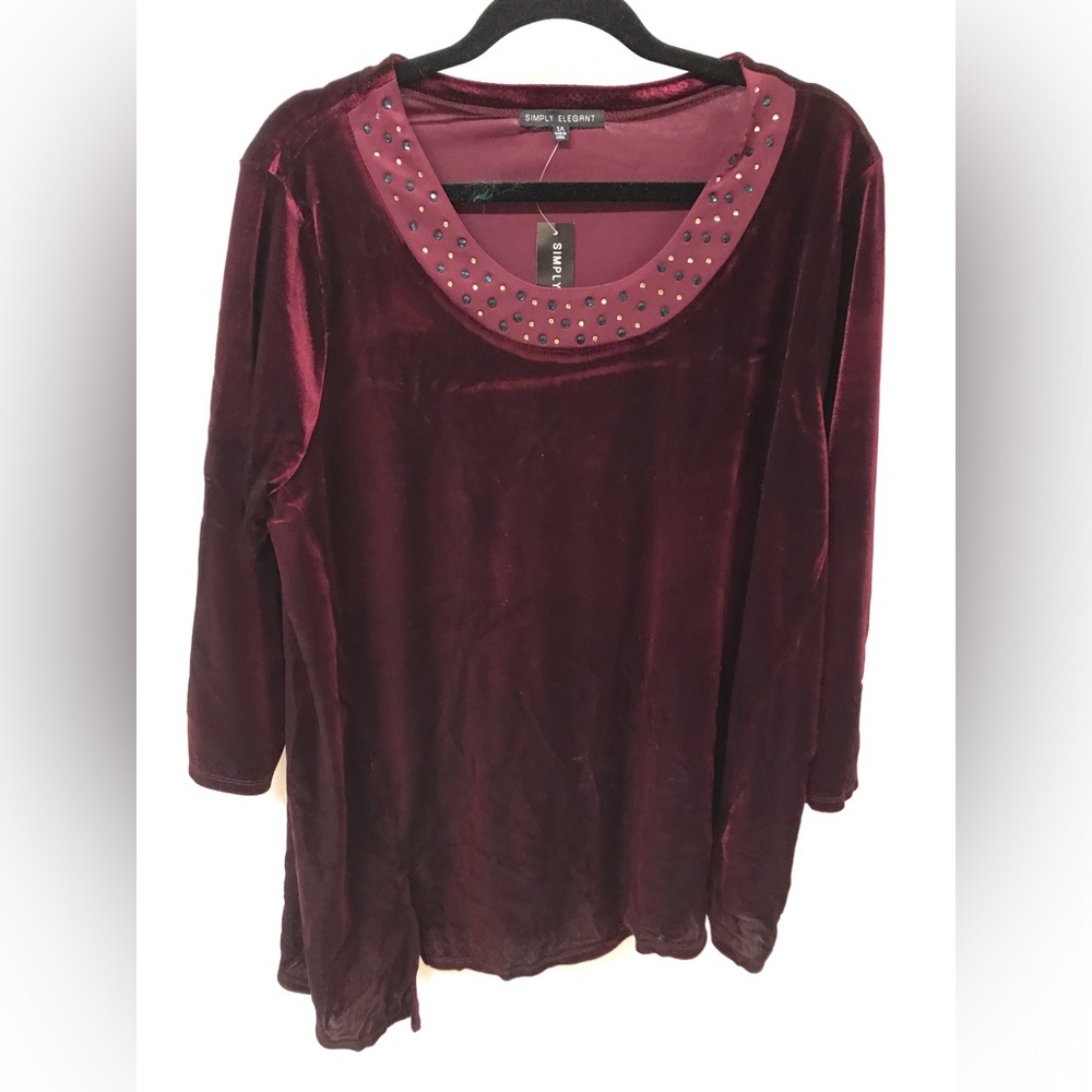 Women's 3/4 Sleeve Round Neck Rhinestone Long Top T Shirt Clothing Blouse Top
